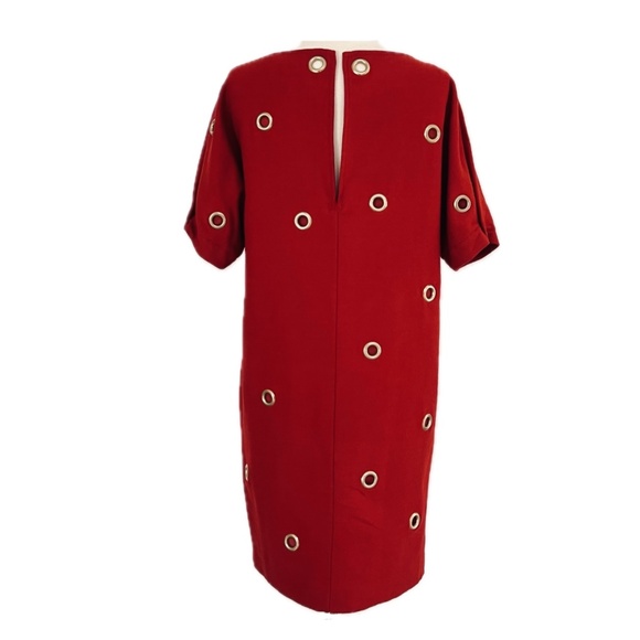 STELLA MCCARTNEY Grommet embellished Short Sleeve Dress in Red - Picture 2 of 7